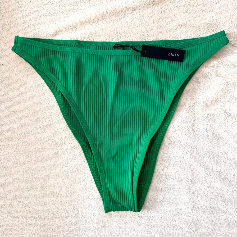Blush Lingerie Rib High Leg bikini panties grass green NWT never worn M
